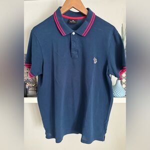 Paul Smith Navy Polo with Pink Stripe Trim